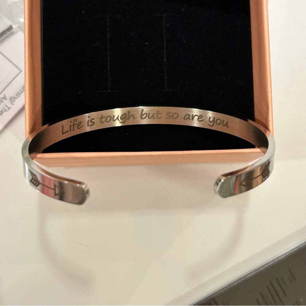 Inspirational Stainless Steel Cuff Bracelet - Picture 12 of 13